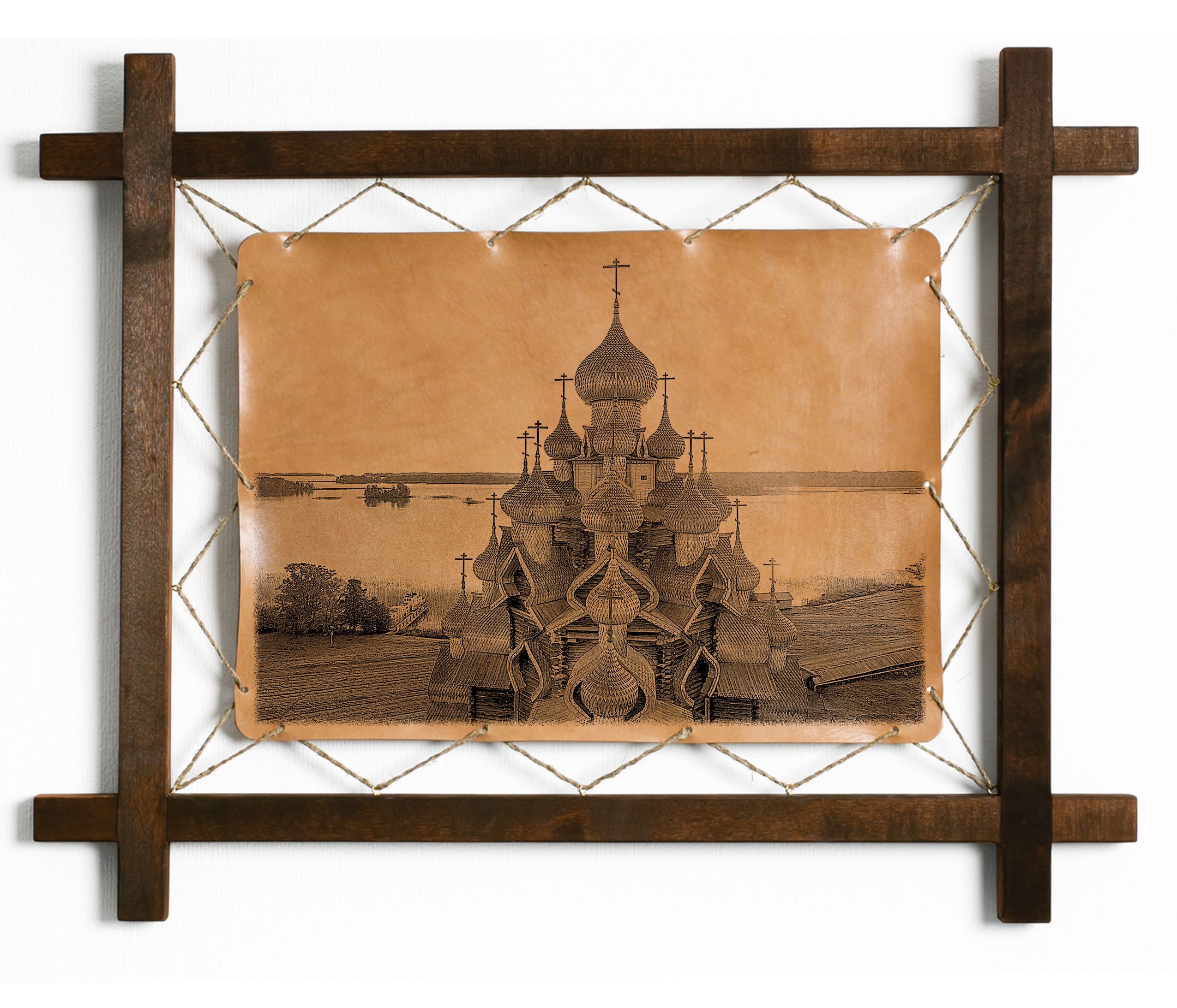 

Картина BoomGift Погост Кижи гравировка на натуральной коже, 95