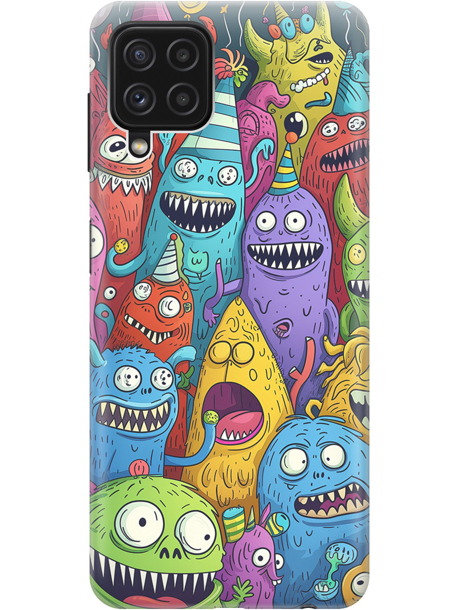 

Силиконовый чехол на Samsung Galaxy A22 / M32 / M22 с принтом "Веселые монстрики", Прозрачный;голубой;зеленый;черный, 730829572