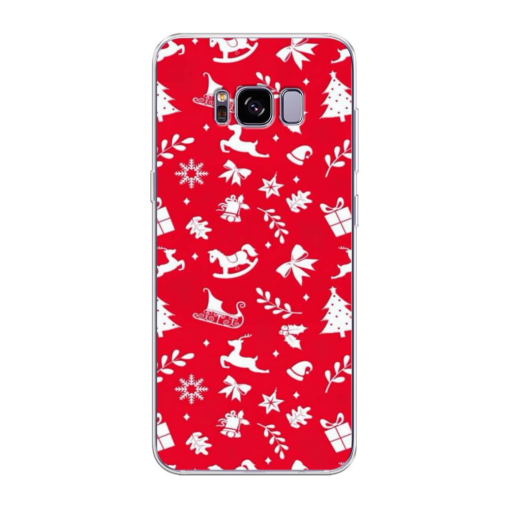 

Чехол на Samsung Galaxy S8 Plus "Красный новогодний фон", Красный;белый, 24850-5