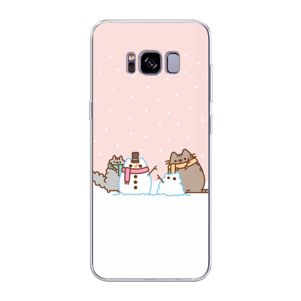 

Чехол на Samsung Galaxy S8 Plus "Котики в снегу", Розовый;белый;серый, 24850-5