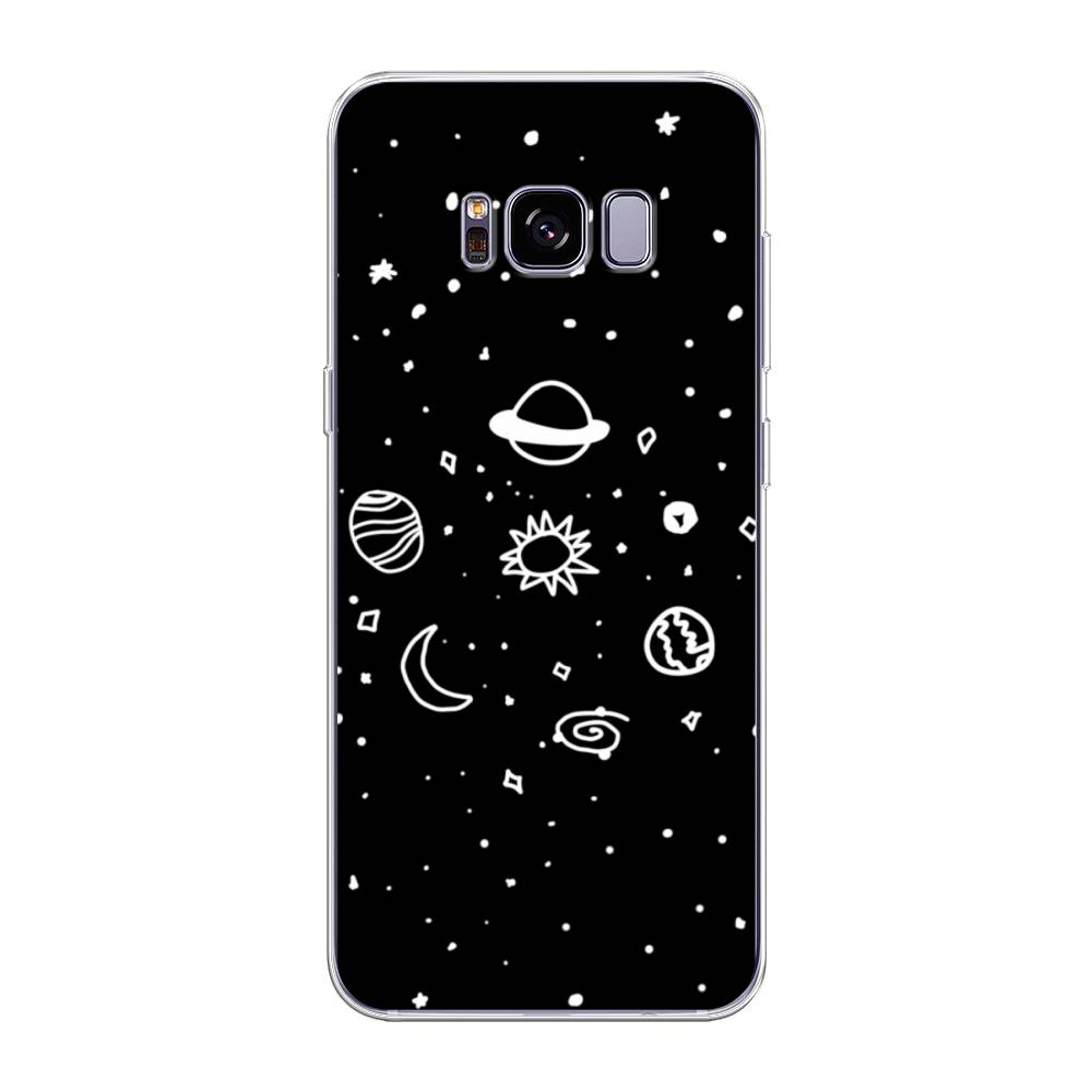 

Чехол на Samsung Galaxy S8 Plus "Дудл солнечной системы", Бежевый;серый, 24850-2