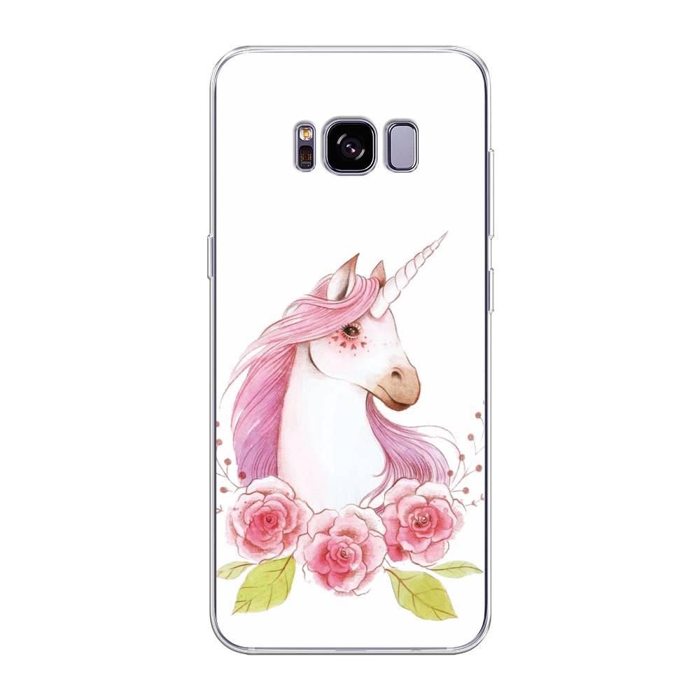 

Чехол на Samsung Galaxy S8 Plus "Единорог цветы", Белый;розовый;серый, 24850-1