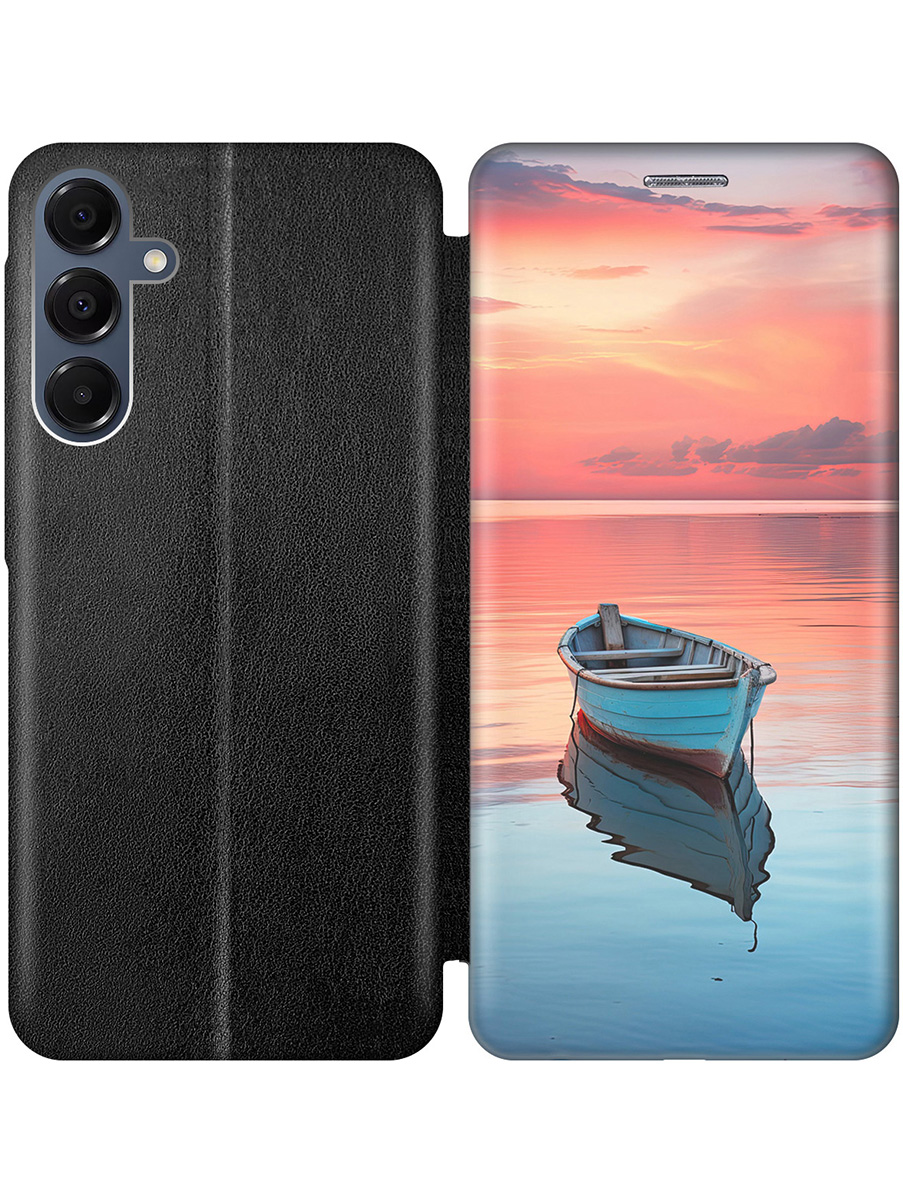 

Чехол-книжка на Samsung Galaxy A16 с принтом "Одинокая лодка" черный, Черный;голубой;синий;розовый, 786721741
