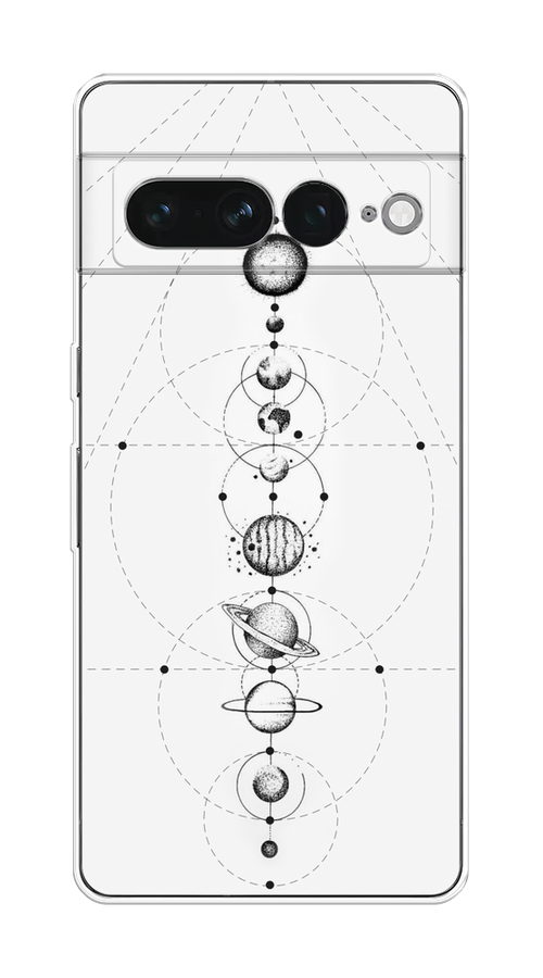 

Чехол на Google Pixel 7 Pro "Парад планет", Серый, 271350-2
