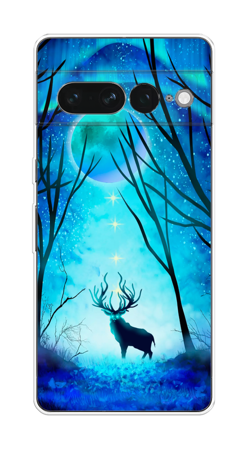 

Чехол на Google Pixel 7 Pro "Олень северное сияние", Синий;черный;голубой, 271350-1
