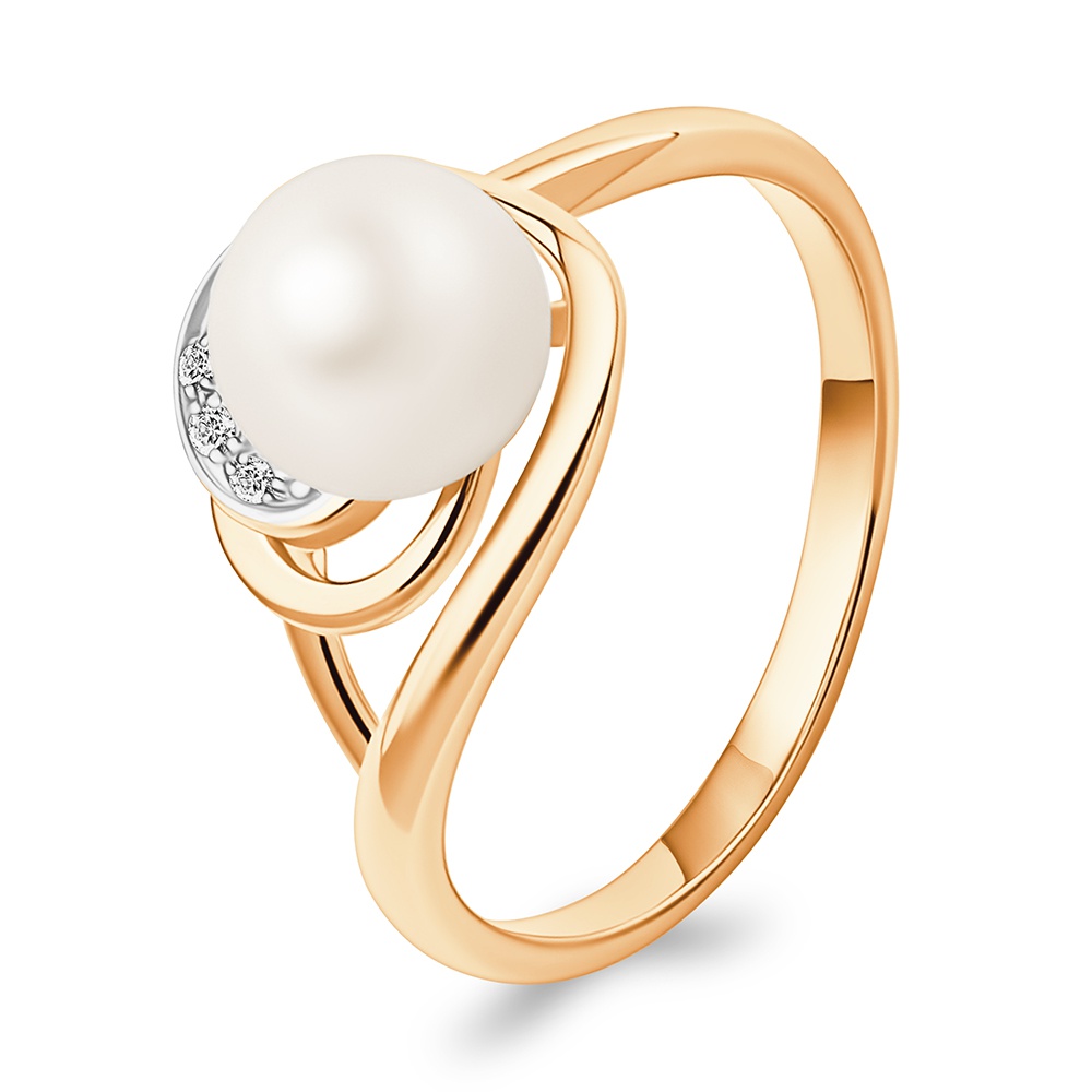 

Кольцо из серебра р.  585Gold 701015024, жемчуг культивированный/фианит, 701015024