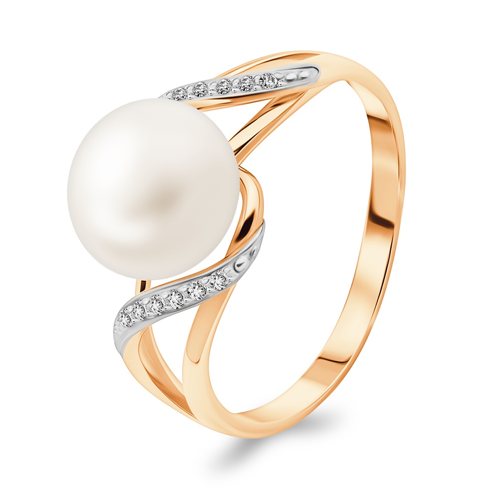 

Кольцо из серебра р.  585Gold 701015008, жемчуг культивированный/фианит, 701015008