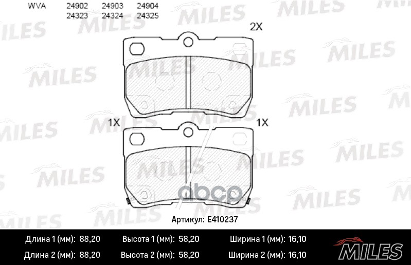 

Колодки Тормозные Lexus Gs 3.0-4.6 05-/Is 2.2-2.5 05- Задние Miles арт. E410237