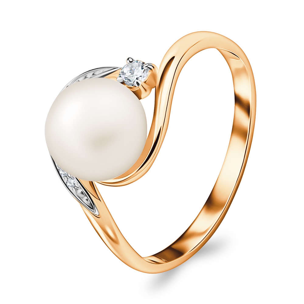 

Кольцо из серебра р. , 585Gold 701015009, жемчуг культивированный/фианит, 701015009