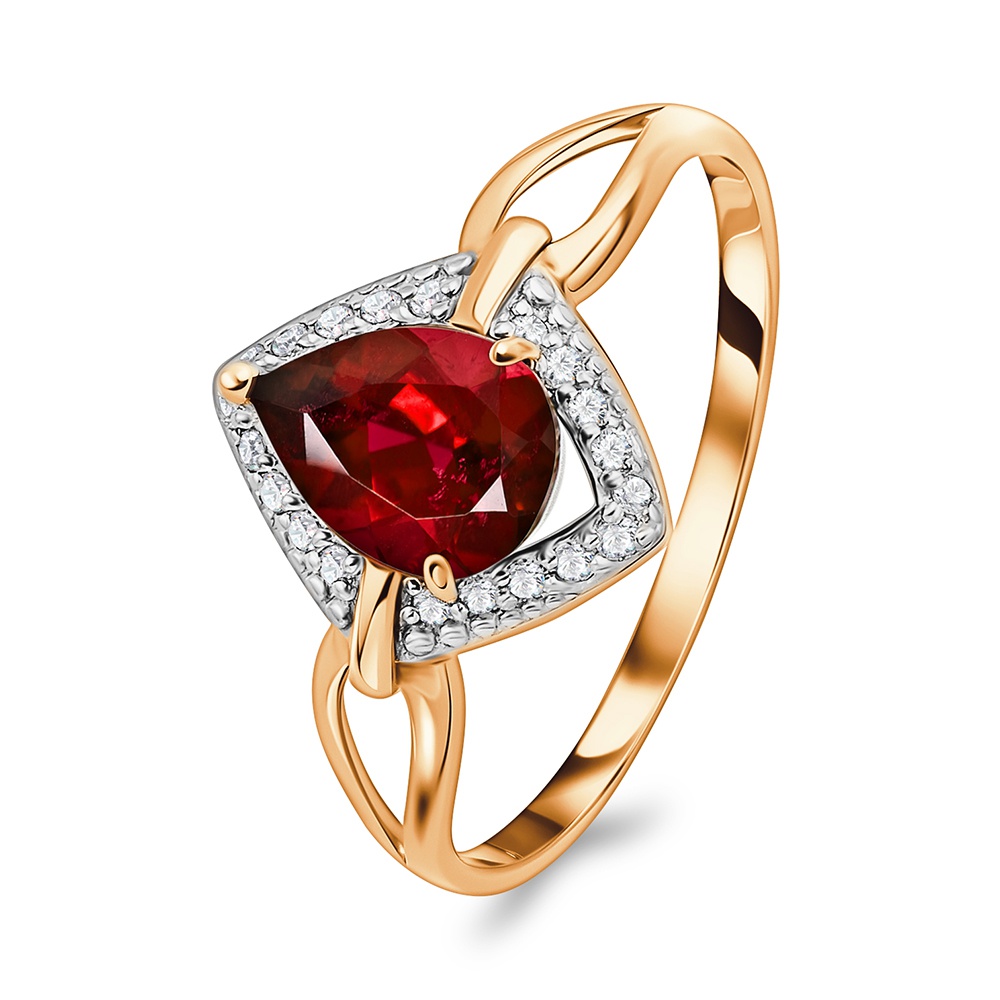 

Кольцо из золота р.  585Gold 201015125, гранат/фианит, 201015125