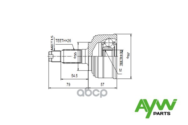 

Шарнир Равных Угловых Скоростей Внешний Aw1510200 Honda Civic 1.3-1.5 91-95/1.6 94-00 AYW