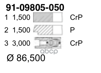 

Yenmak Кольца Поршневые 1 Цилиндр, Daewoo / Lada / Opel / Vauxhall, =86,5, 1.5X1.5X3, 0.5