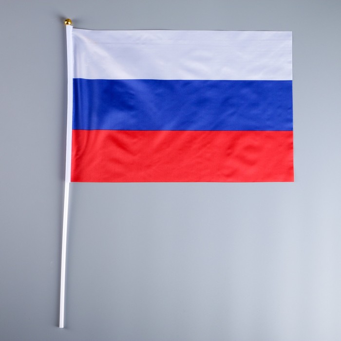 

Флаг России, 30 х 45 см, шток 60 см, полиэфирный шёлк, Россия
