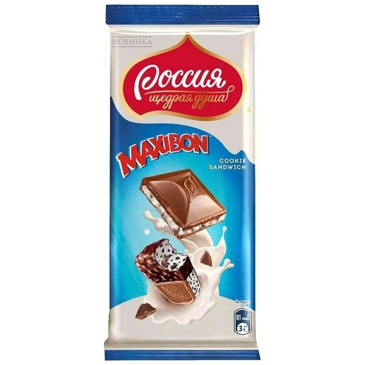 Шоколад Россия - щедрая душа! Чудастик с начинкой со вкусом мороженого какао-печенье 200 г