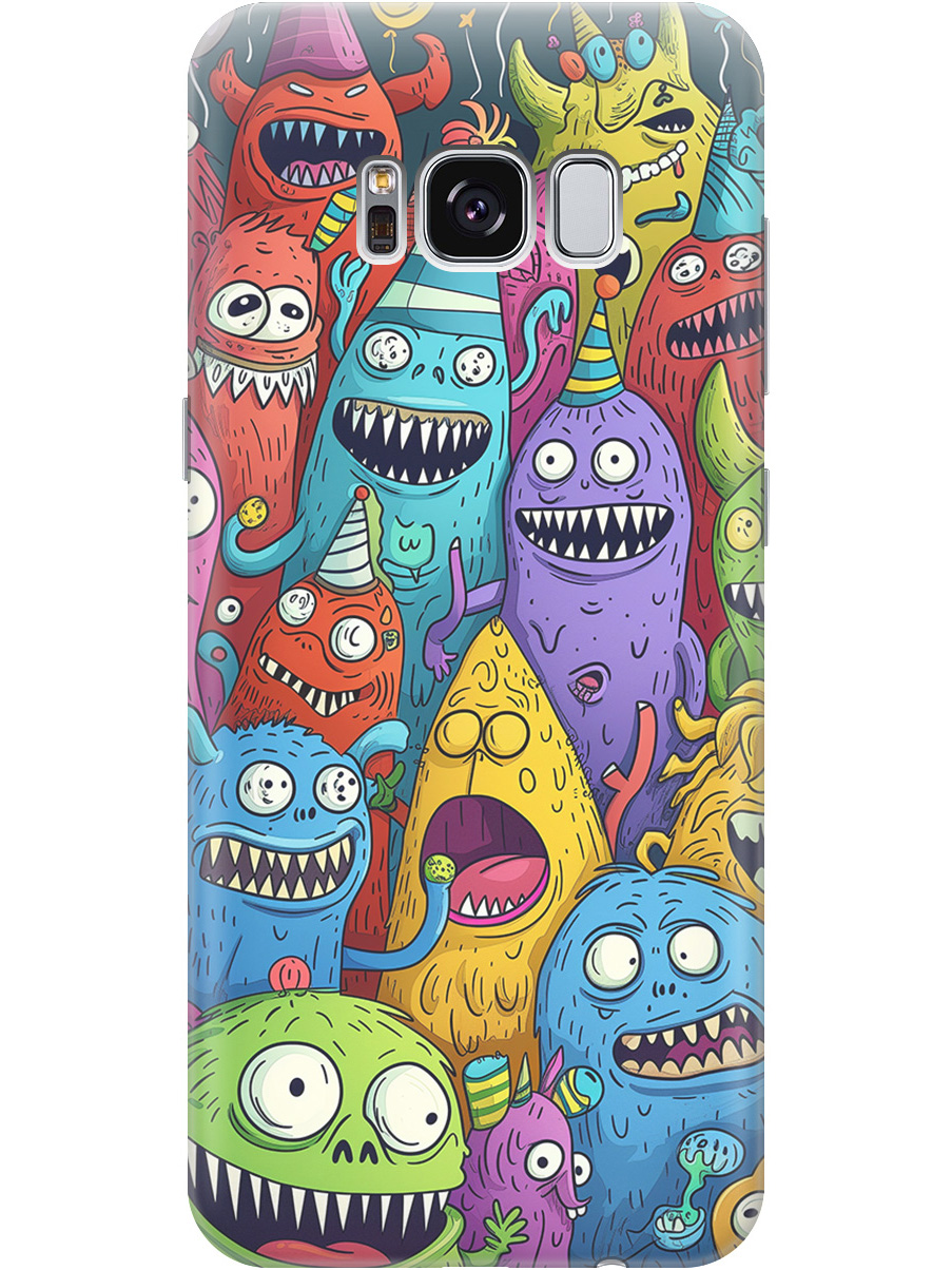 

Силиконовый чехол на Samsung Galaxy S8 с принтом "Веселые монстрики", Прозрачный;голубой;зеленый;черный, 713984572