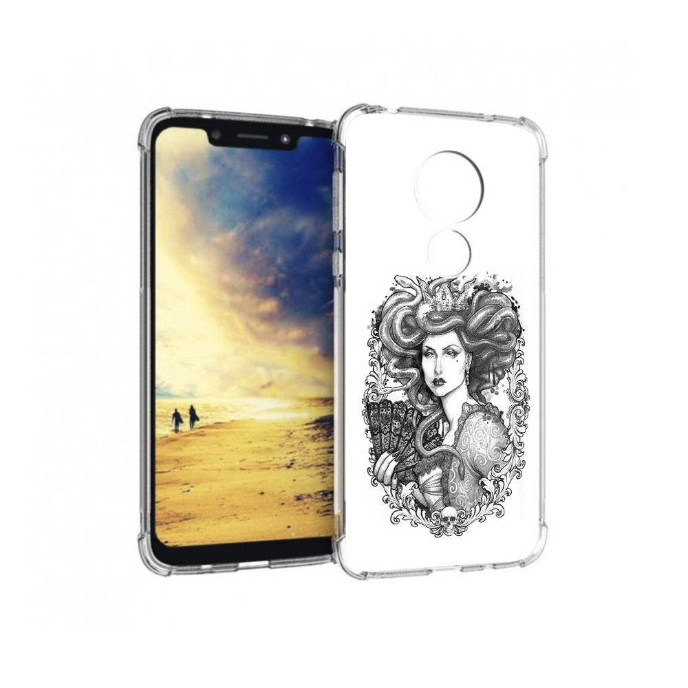 

Чехол MyPads Tocco для Motorola G7 Power медуза черно белый (PT227059.362.472), Прозрачный, Tocco
