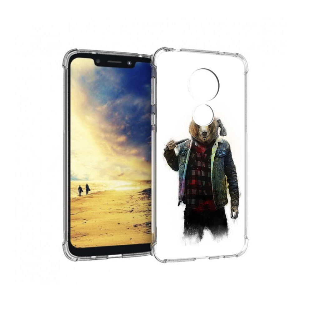 

Чехол MyPads Tocco для Motorola G7 Power медведь с топором (PT227059.362.469), Прозрачный, Tocco
