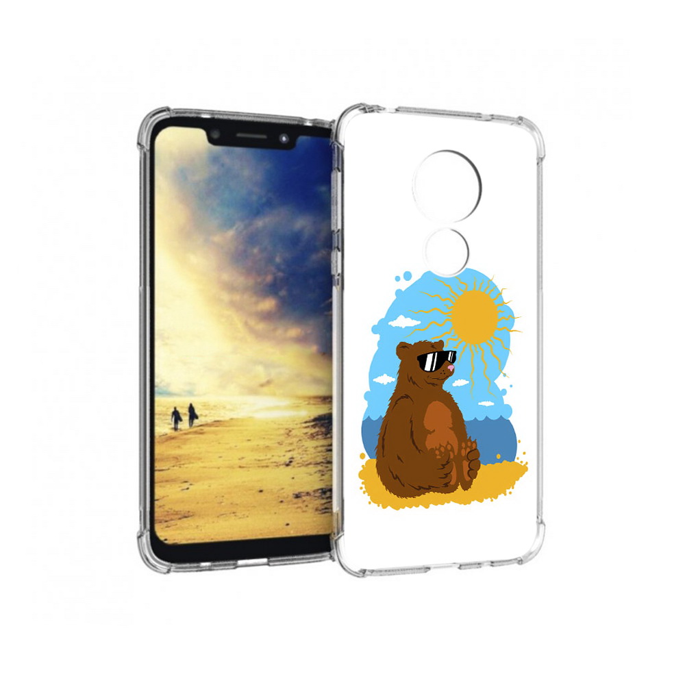 

Чехол MyPads Tocco для Motorola G7 Power медведь на чиле (PT227059.362.468), Прозрачный, Tocco