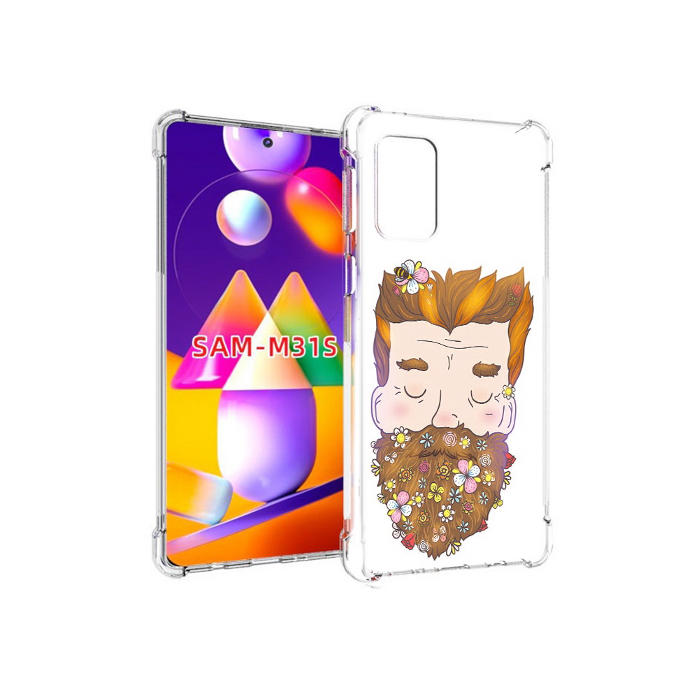 Чехол MyPads Tocco для Samsung Galaxy M31s мужчина с цветами в бороде (PT152186.489.489)