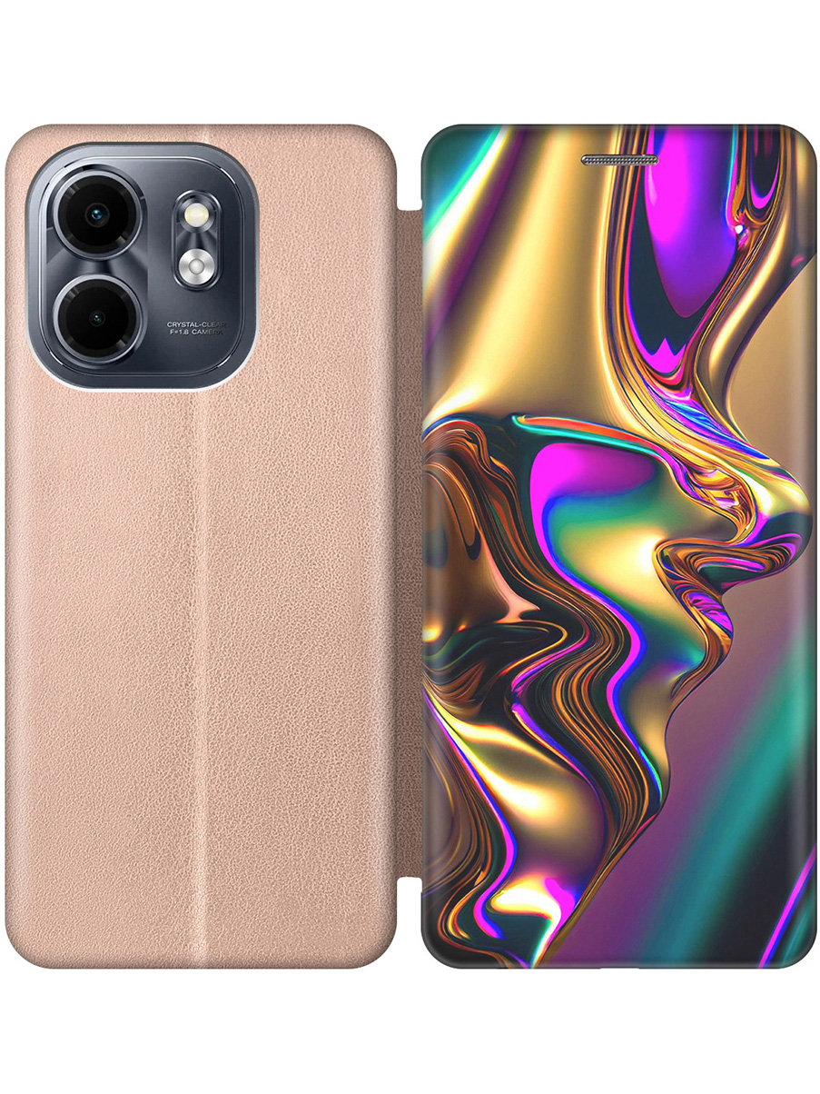 

Чехол-книжка на Infinix Hot 50i / Smart 9 с принтом "Золотистая абстракция" золотой, Золотистый;фиолетовый, 786719331
