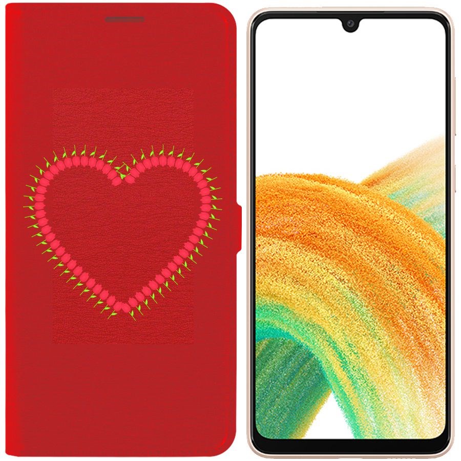 

Чехол-книжка Eco Book для Samsung Galaxy A33 5G (A336) Сердце из тюльпанов, Красный