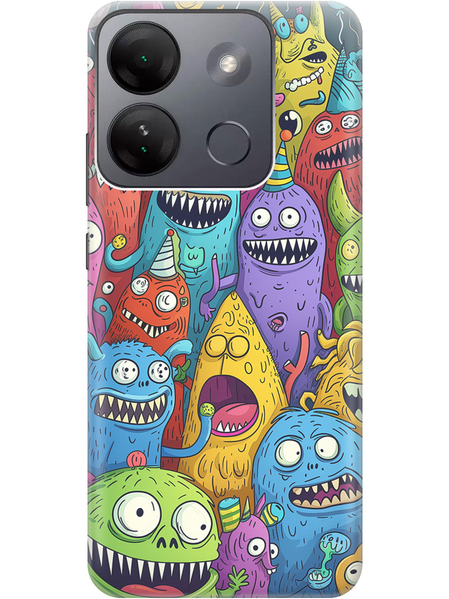 

Силиконовый чехол на Infinix Smart 7 HD с принтом "Веселые монстрики", Прозрачный;голубой;зеленый;черный, 769392072