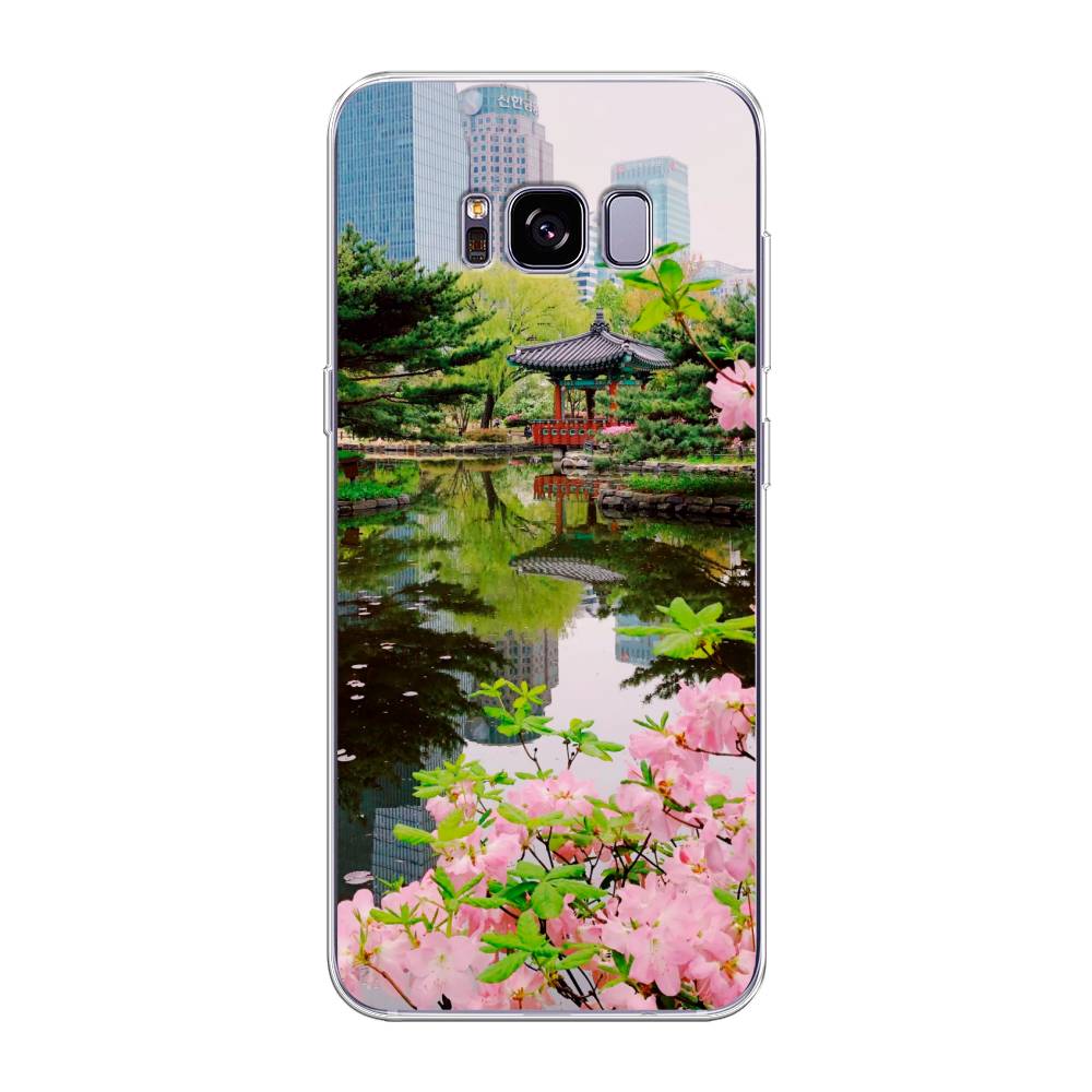 

Чехол на Samsung Galaxy S8 Plus "Сакура возле озера", Зеленый;розовый;голубой, 24850-2