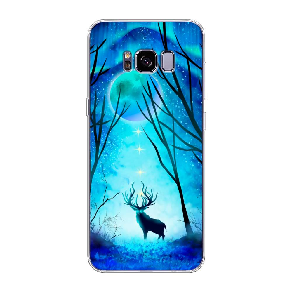 

Чехол на Samsung Galaxy S8 Plus "Олень северное сияние", Синий;черный;голубой, 24850-1