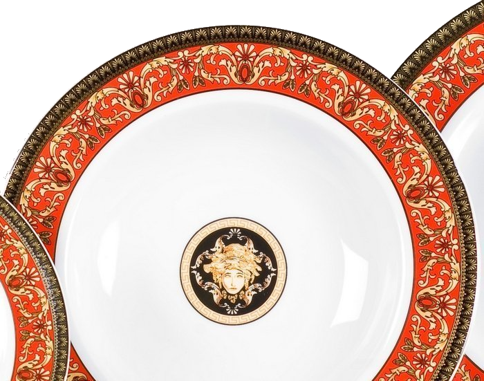 фото Набор тарелок leander глубоких сабина красная лента версаче, 23 см, 6 шт.