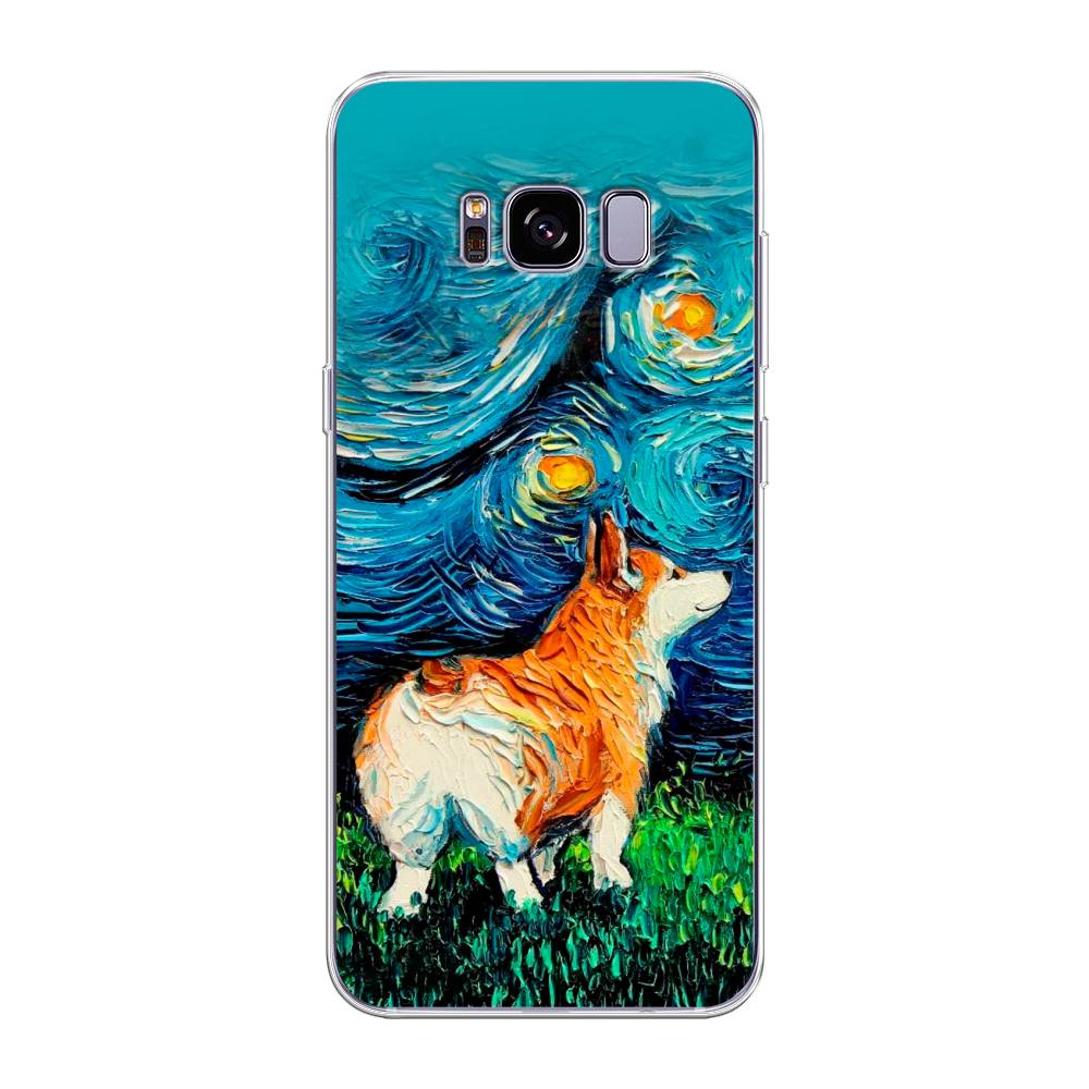 

Чехол на Samsung Galaxy S8 Plus "Корги звёздная ночь", Коричневый;белый;зеленый, 24850-1
