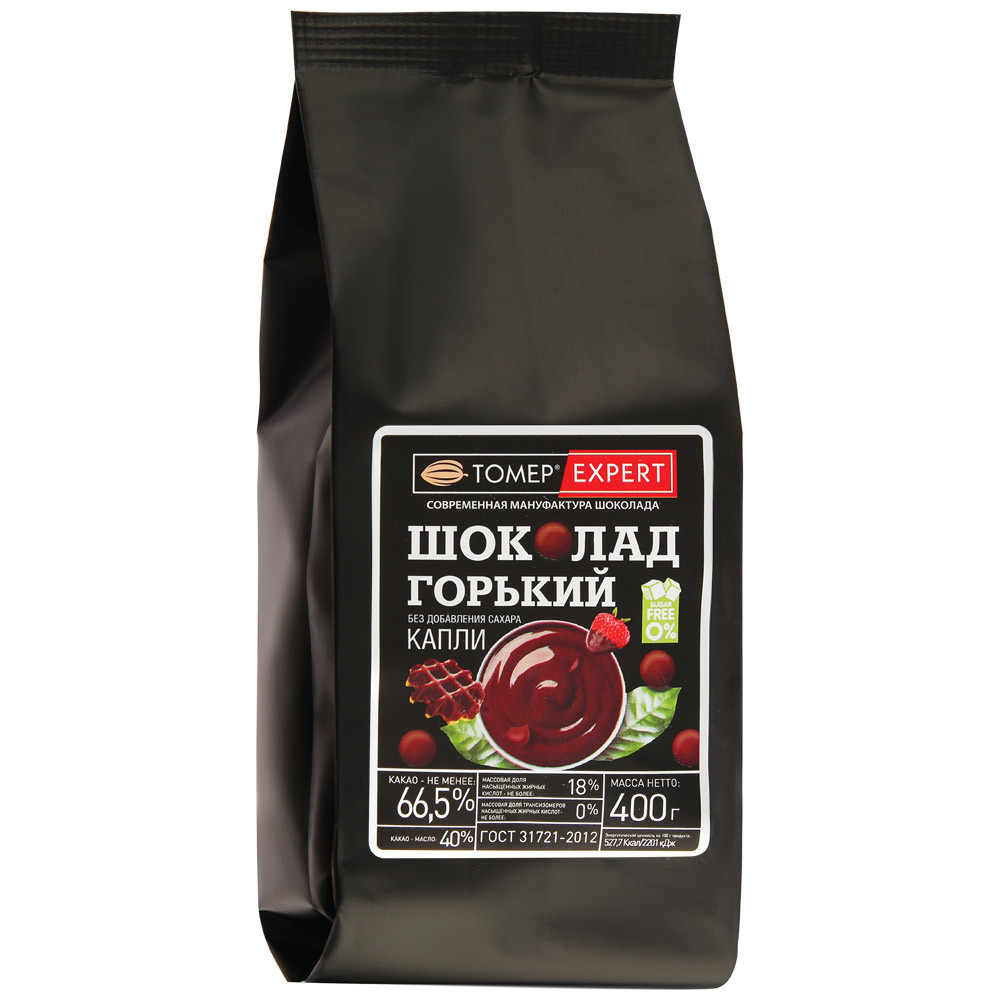 

Шоколад ТОМЕР Expert горький Капли без сахара 400 г