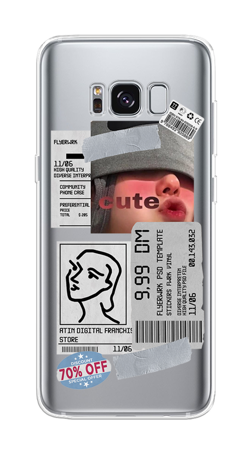 

Чехол на Samsung Galaxy S8 "Cute girl collage", Розовый;серый;голубой, 24750-6
