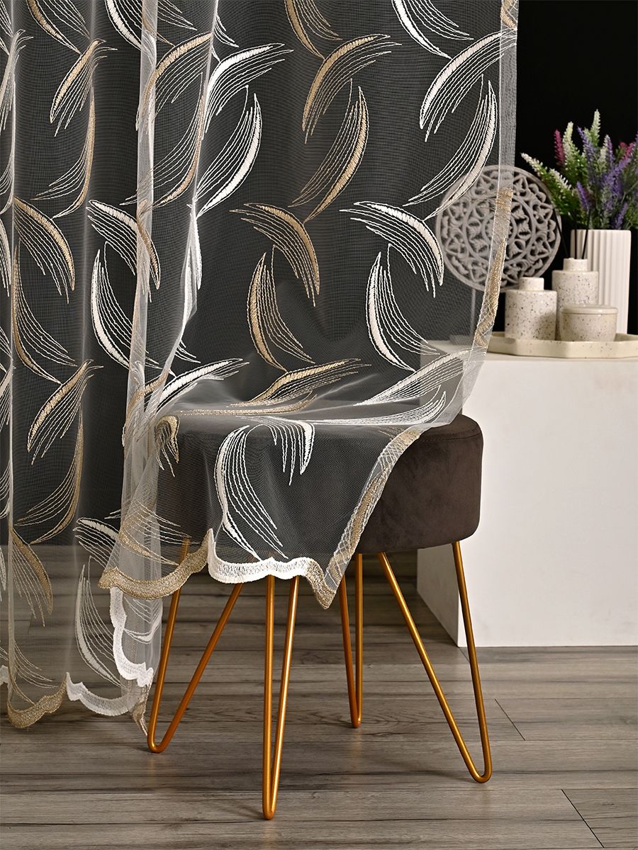 

Тюль микросетка с вышивкой A&H 650x220 см 1 шт на шторной ленте, 242585