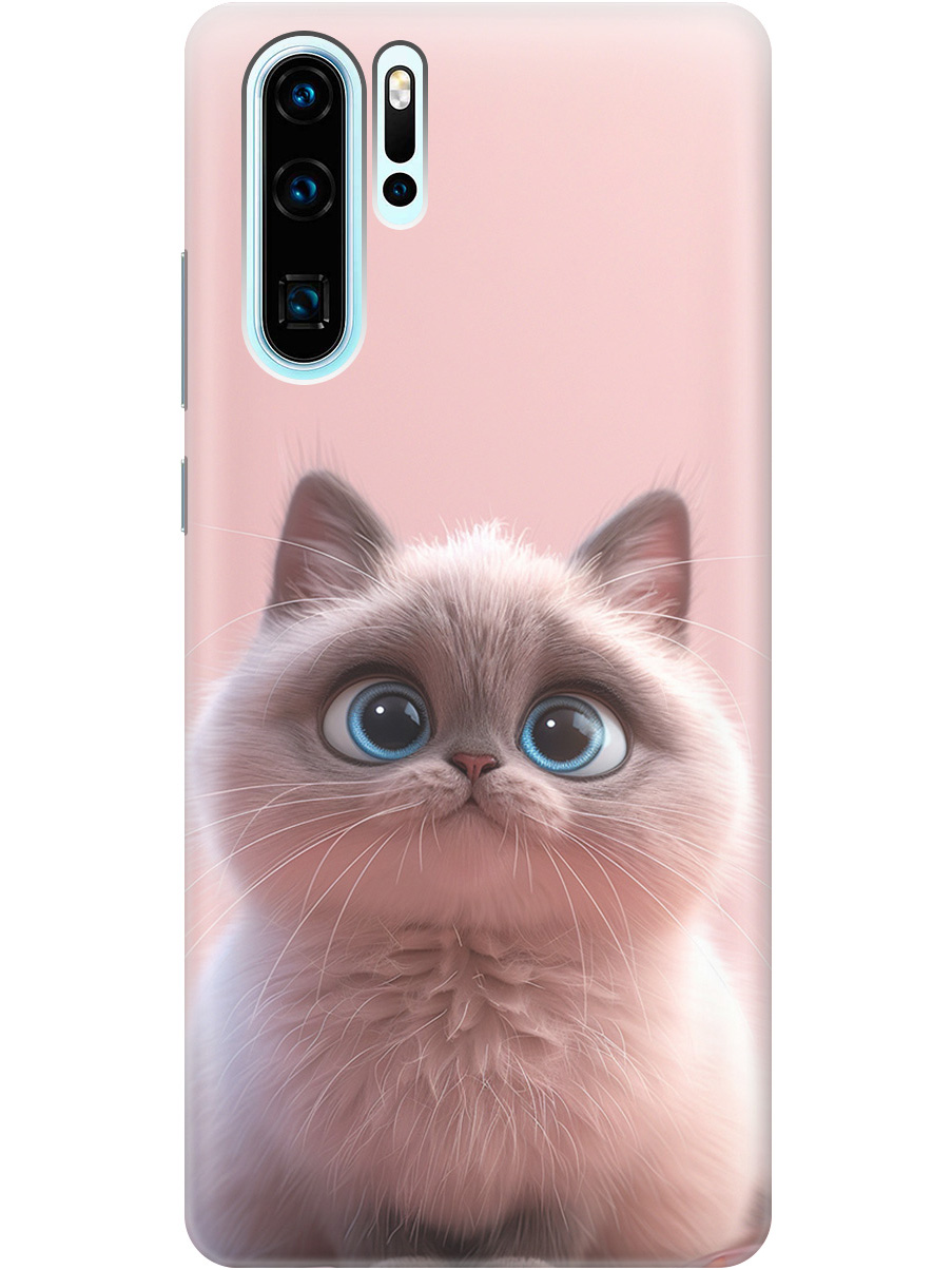 

Силиконовый чехол на Huawei P30 Pro с принтом "Милейший котик", Прозрачный;розовый;серый, 720762411