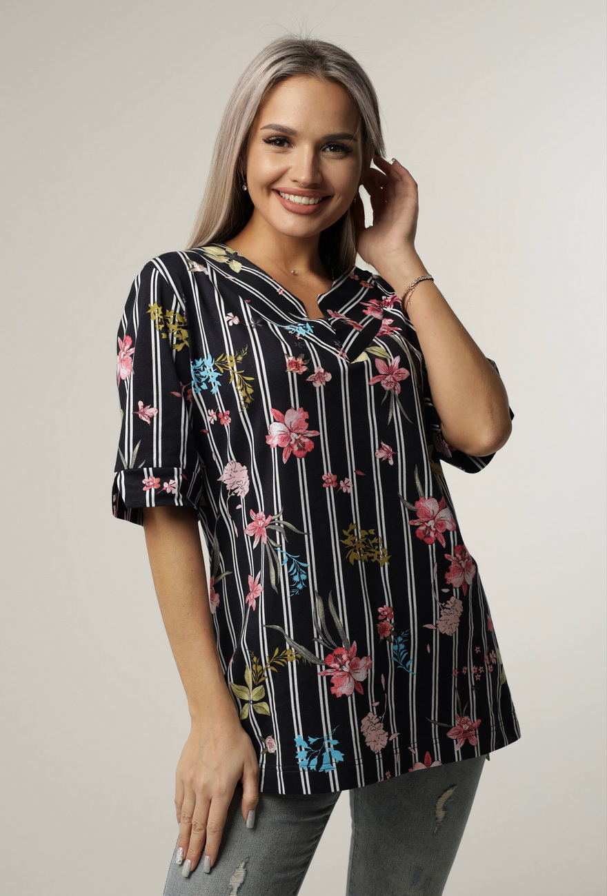 Блуза женская Elenatex Бж-69 синяя 62 RU