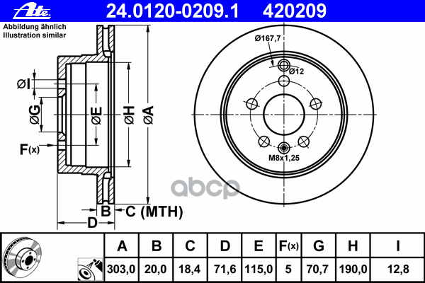 

Диск Тормозной Задний Gm Captiva/Opel Antara 2006 -> /Vent D=303mm Ate 24.0120-0209.1 Ate