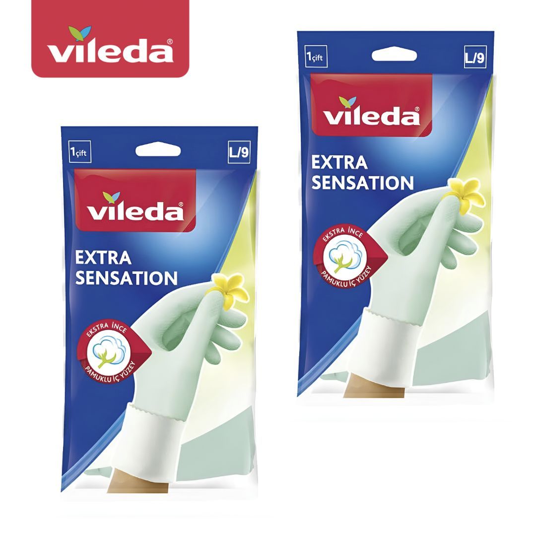 

Перчатки для уборки Vileda Extra Sensation 167398-2ММ, Зеленый, Extra Sensation