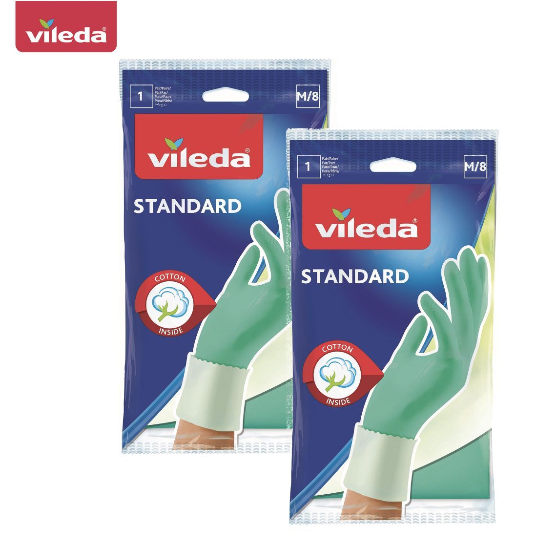 

Перчатки для уборки Vileda М размер 1 пара, Зеленый, Standard