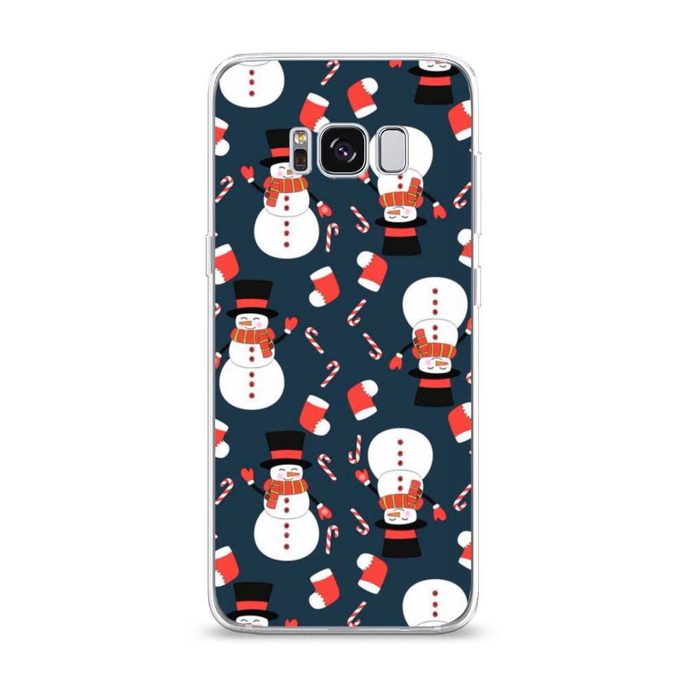 

Чехол на Samsung Galaxy S8 "Синие снеговики", Синий;белый;красный, 24750-5