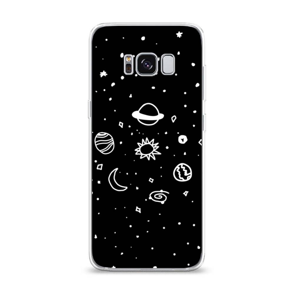 

Чехол на Samsung Galaxy S8 "Дудл солнечной системы", Бежевый;серый, 24750-2