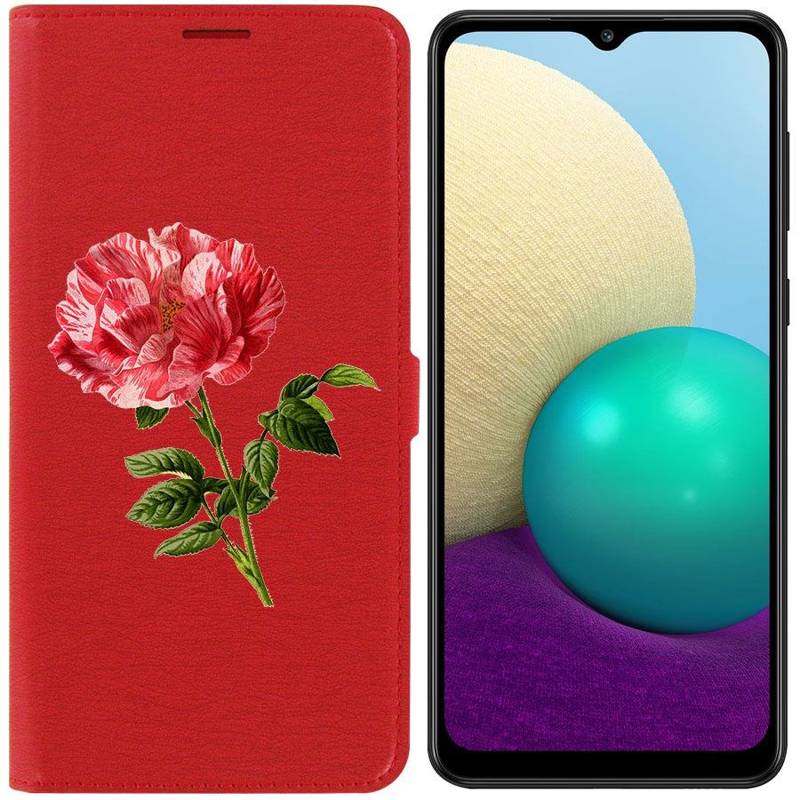 

Чехол-книжка Eco Book для Samsung Galaxy A02 (A022) Рисованная роза, Красный