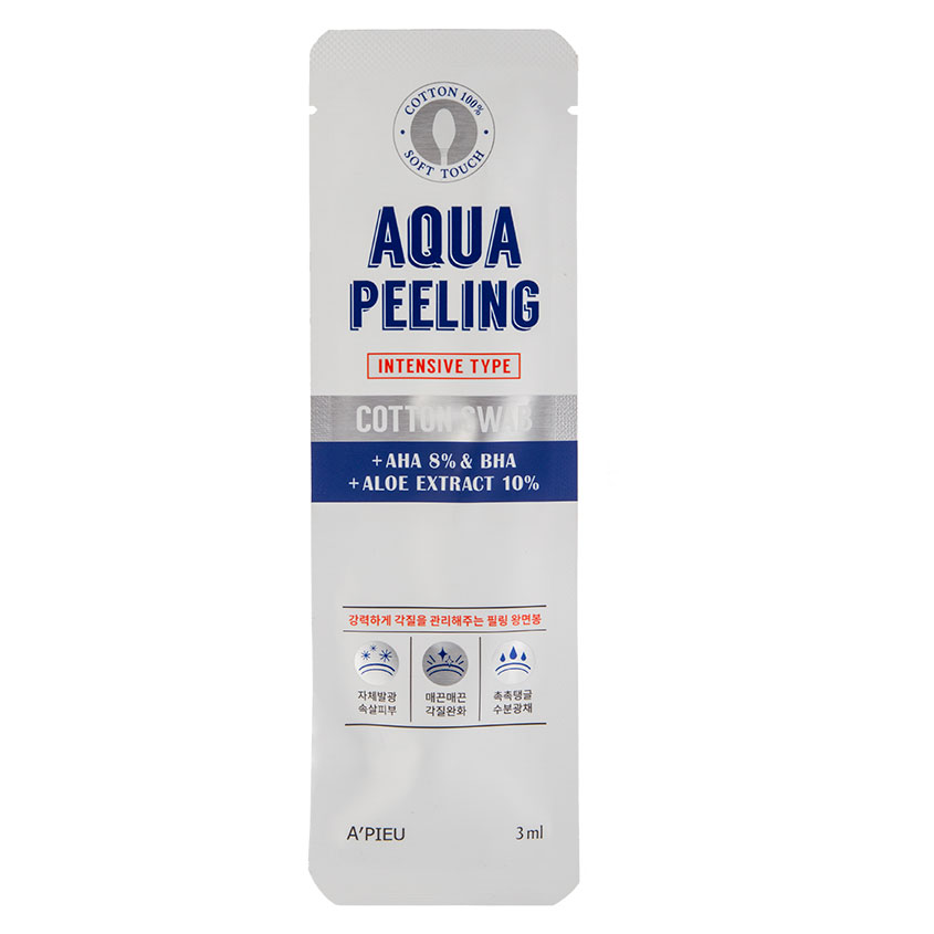 фото Палочка-пилинг для лица a'pieu aqua peeling cotton swab intensive 3 мл