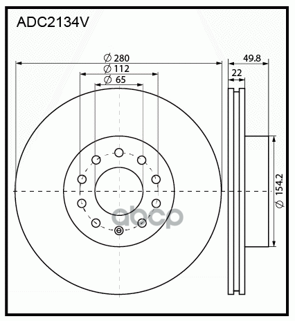 фото Диск тормозной | перед | adc2134v nsii0019266030 allied nippon арт. adc2134v