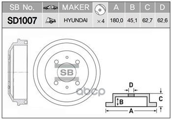 

Барабан Тормозной Sd1007 (58411-25010) Sangsin brake арт. SD1007