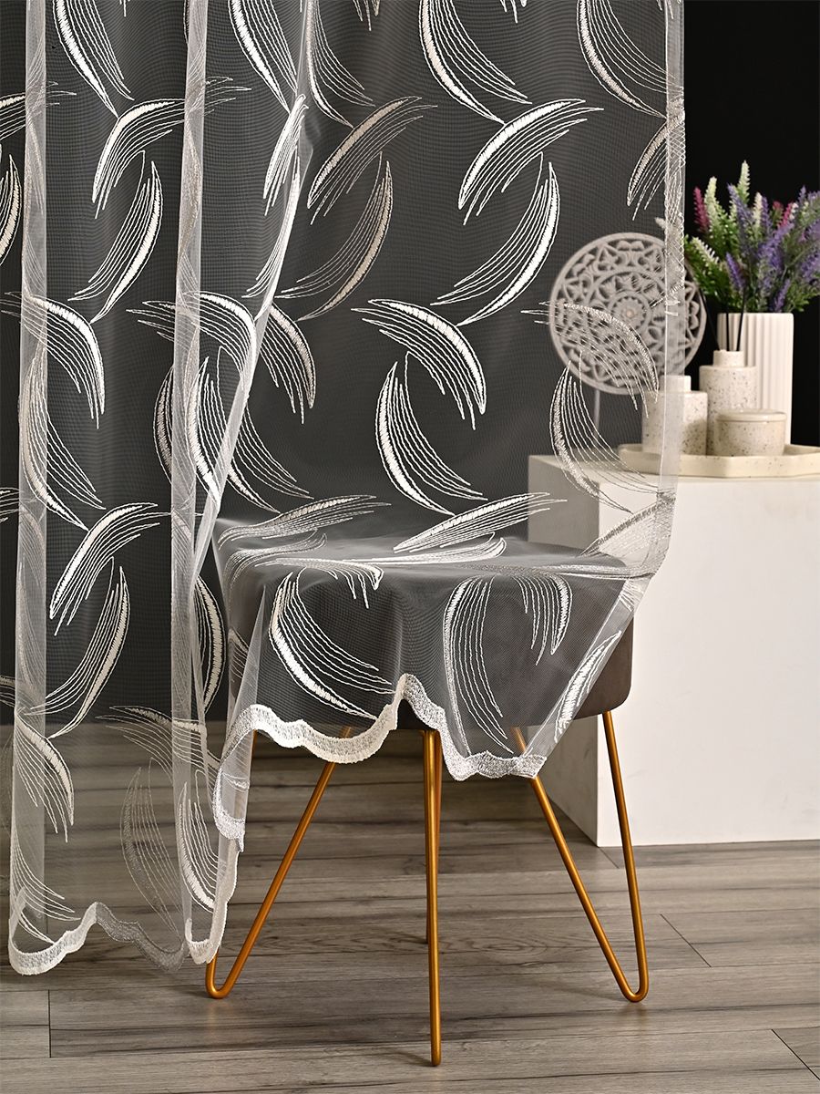 

Тюль микросетка с вышивкой A&H 400x220 см 1 шт на шторной ленте, 242585