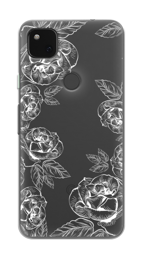 

Чехол на Google Pixel 4A "Розы графика", Черный;серый, 270650-2