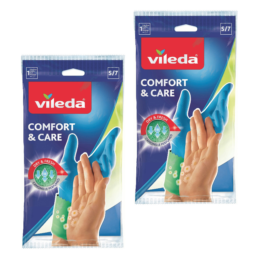 

Перчатки для уборки Vileda  2 пары, Синий, Comfort & Care_146262-2