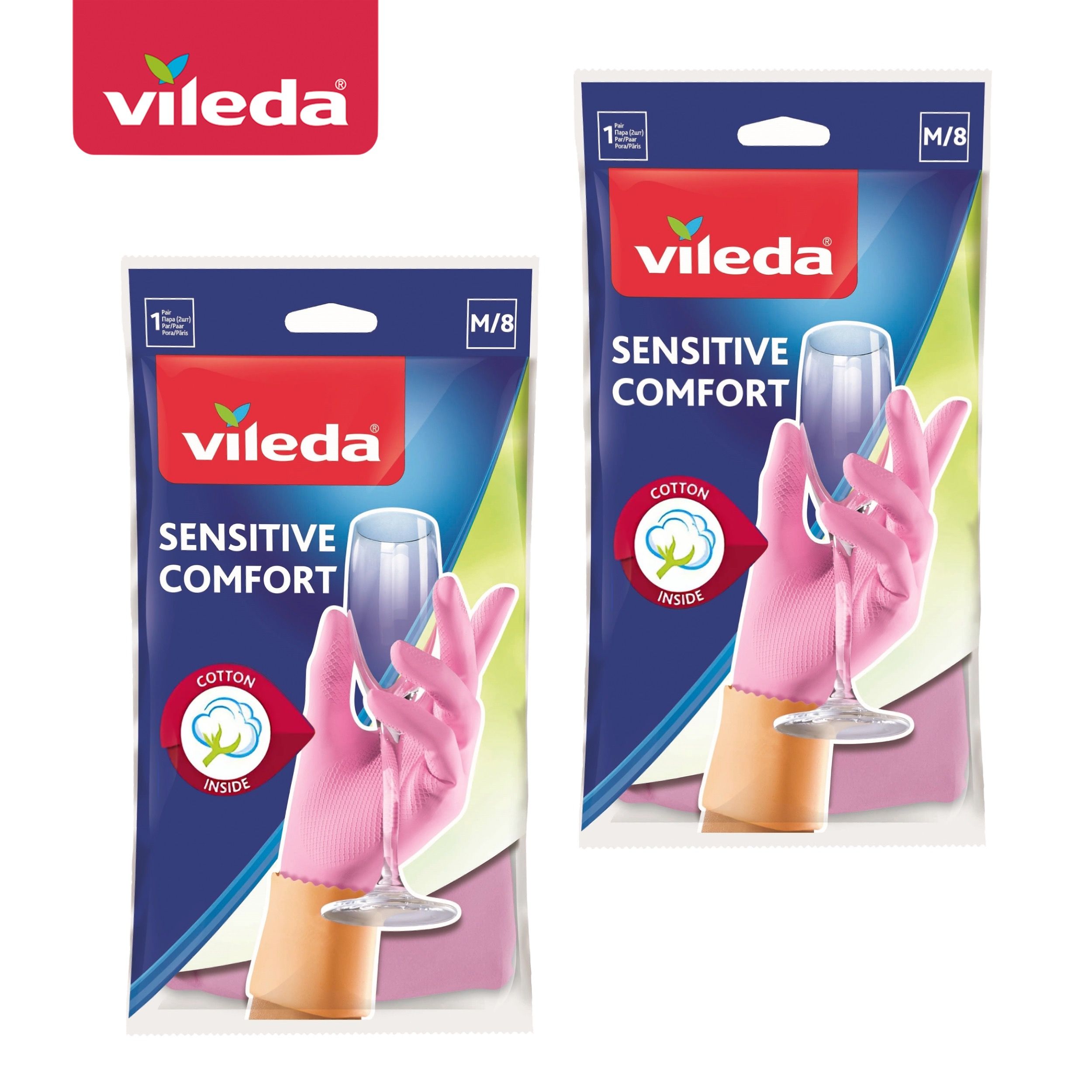 

Перчатки для уборки Vileda, Розовый, Sensitive