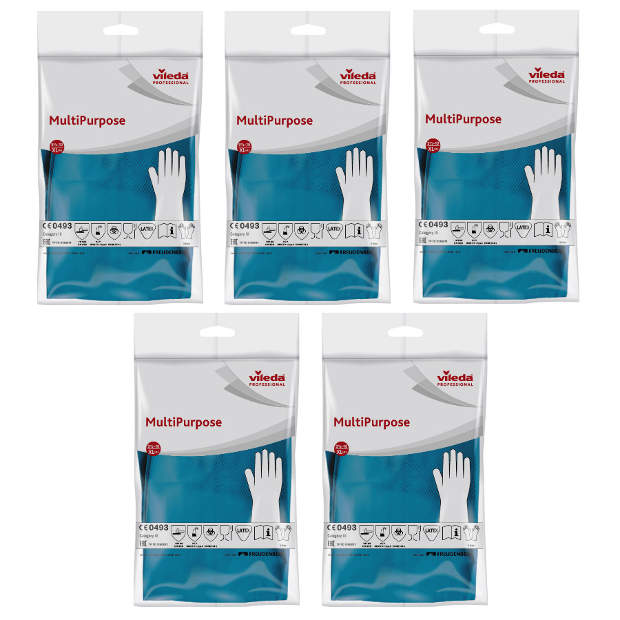 

Перчатки для уборки Vileda  5 пар, Синий, MultiPurpose