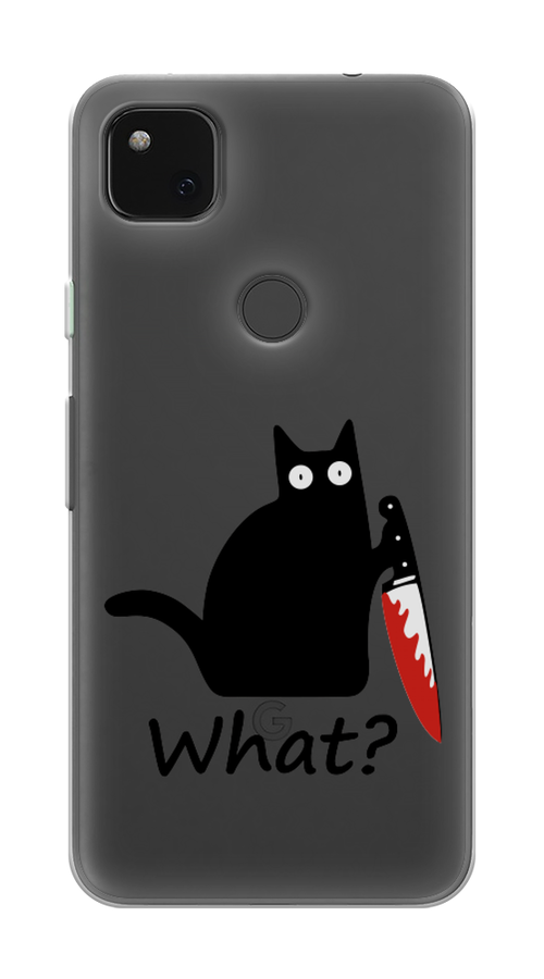 

Чехол на Google Pixel 4A "Котик с ножом", Черный;красный, 270650-6